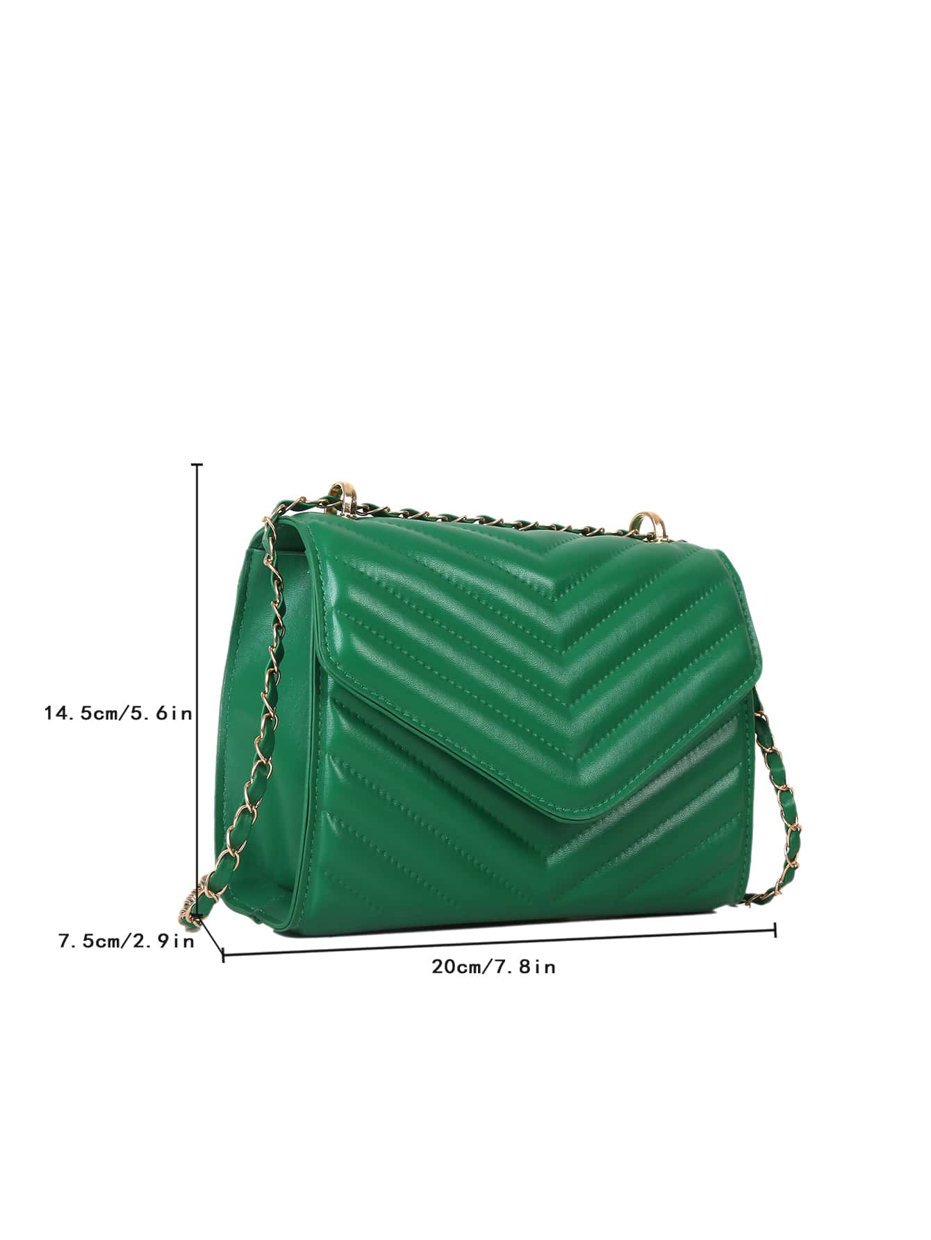 Square Bag with Chevron Snap Button