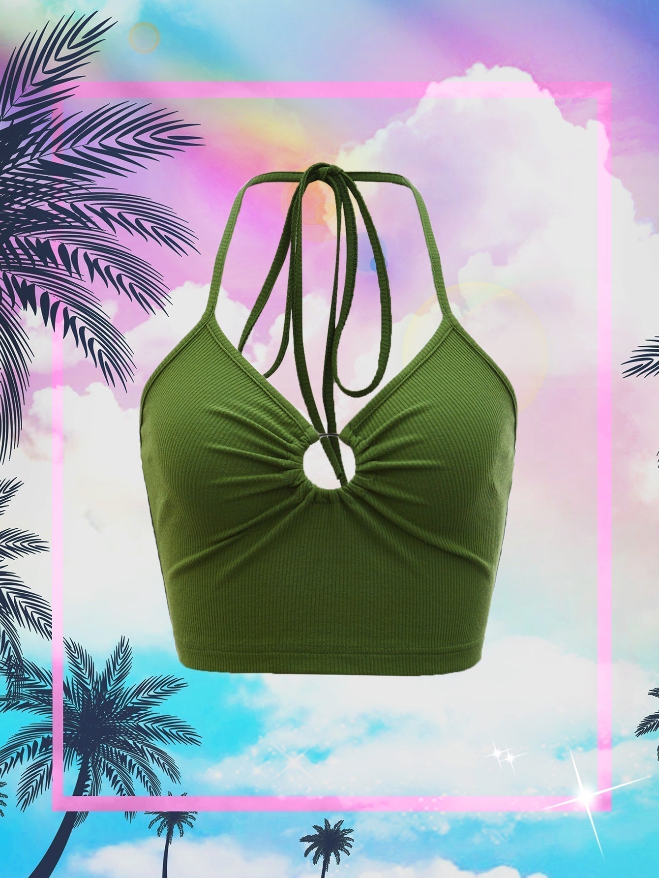 Ring-Back Tied Strappy Top with Crisscross Straps