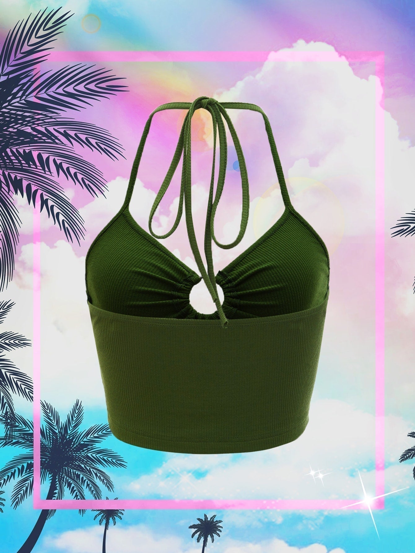 Ring-Back Tied Strappy Top with Crisscross Straps
