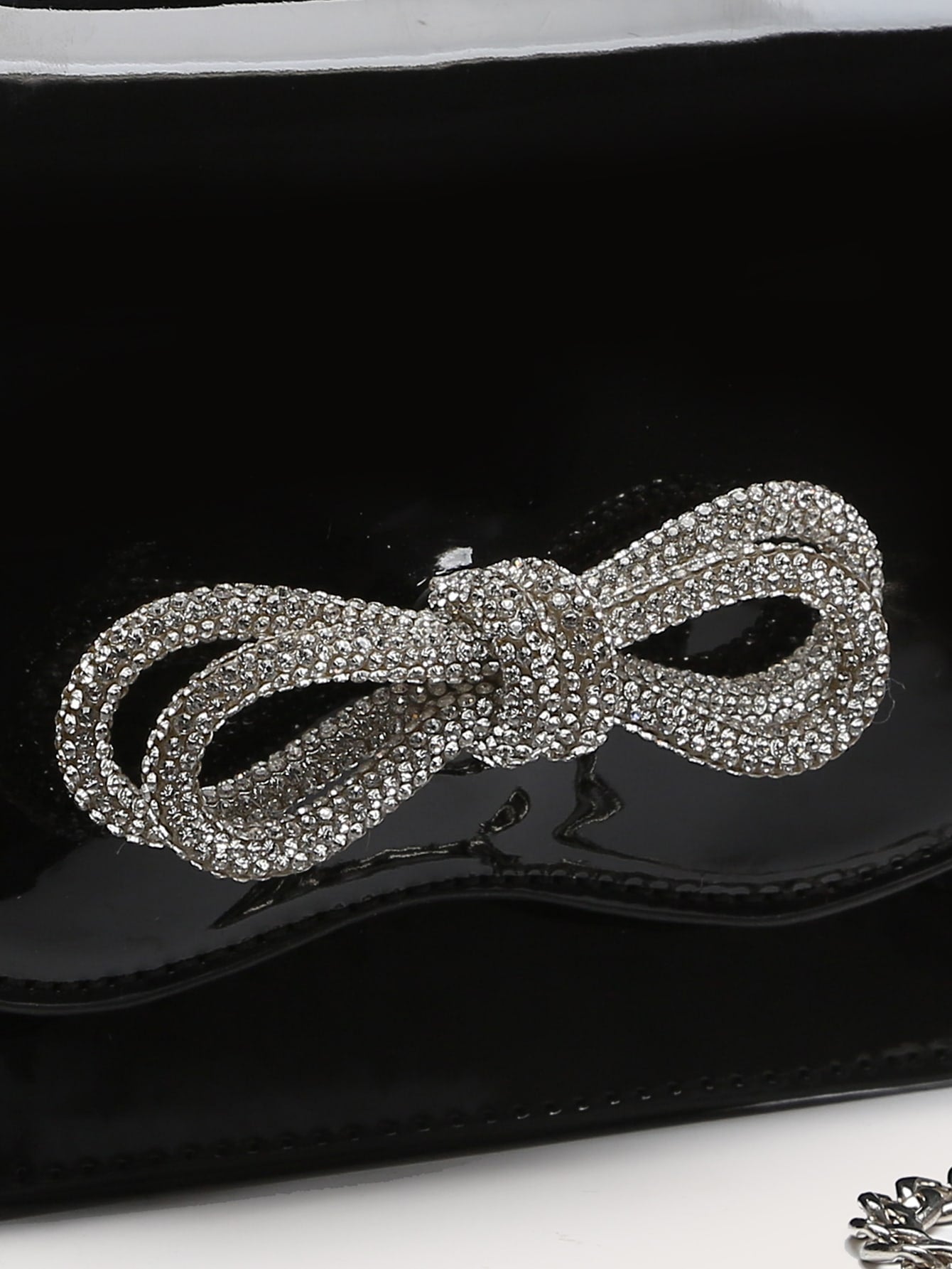 Square Bag with Mini Rhinestones and Bow Decor, PU Flap, for Daily Use