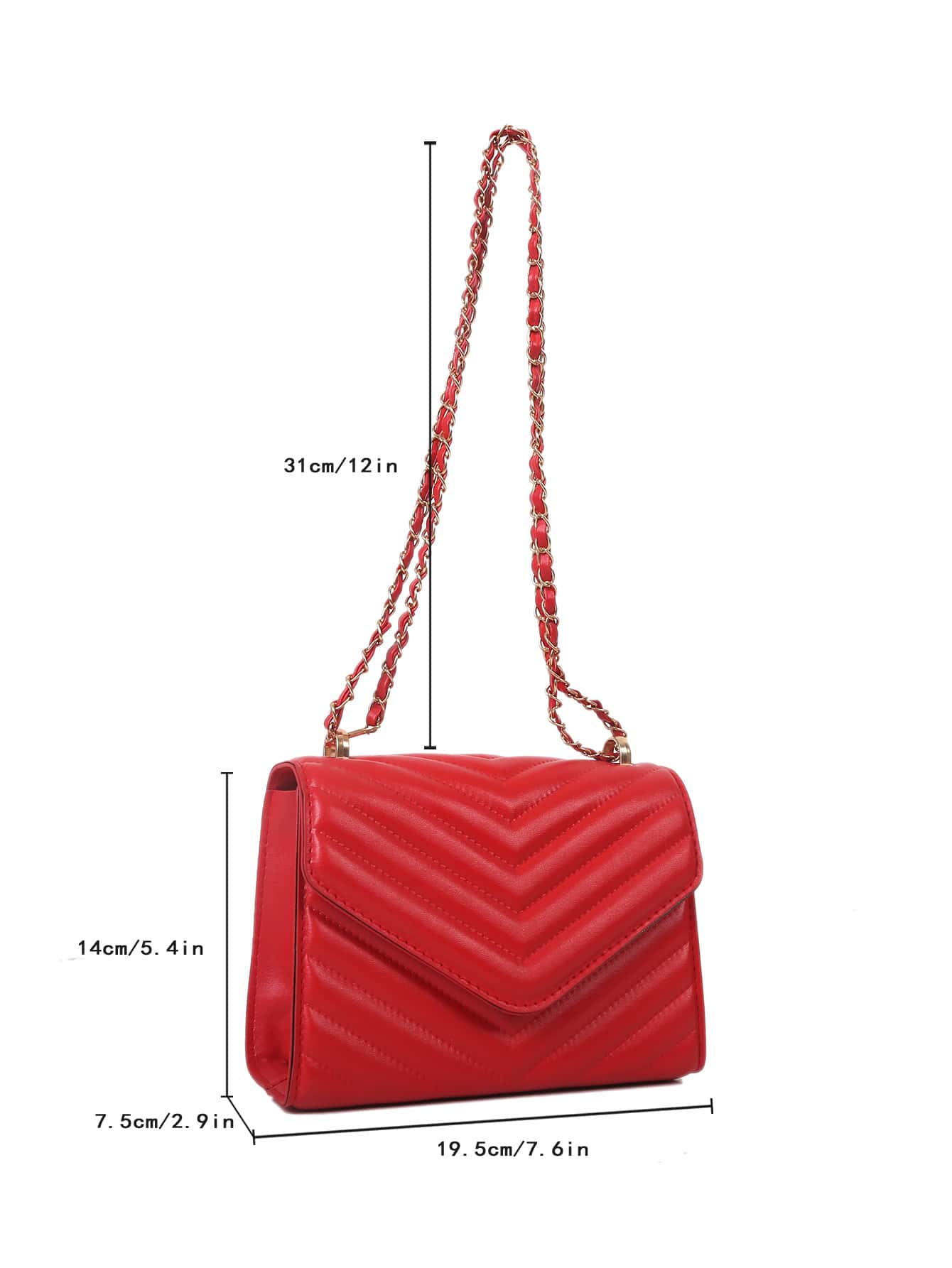 Square Bag with Chevron Snap Button