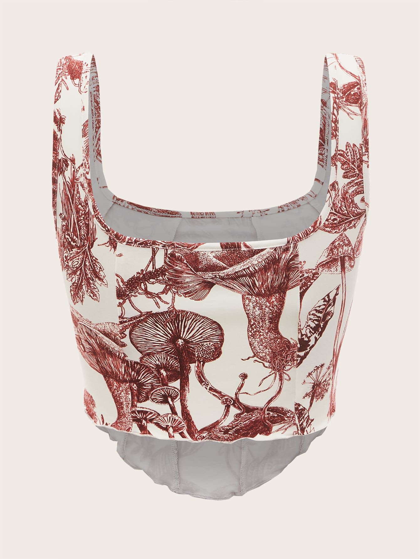 Tank Top mit Pflanze Muster, Wellensaum