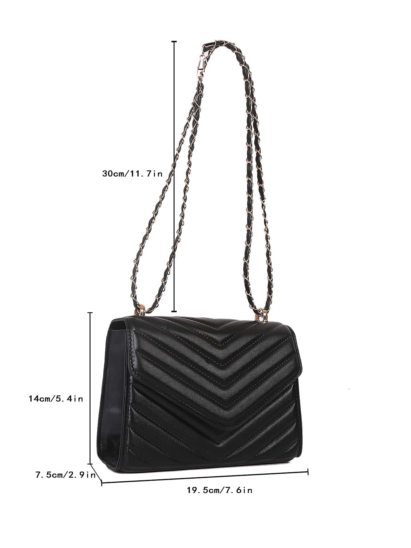 Square Bag with Chevron Snap Button