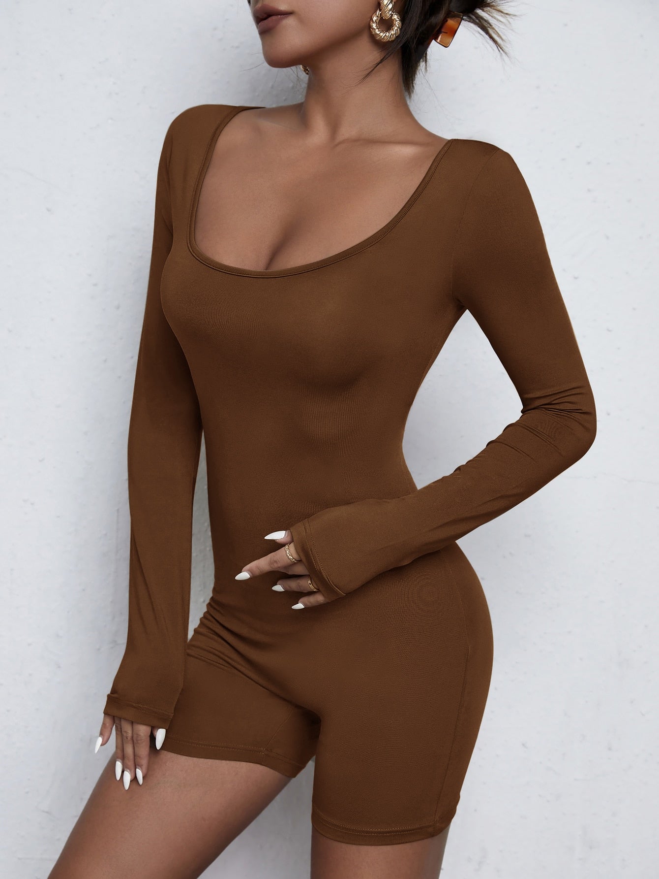 Unitard Romper with U-Neckline