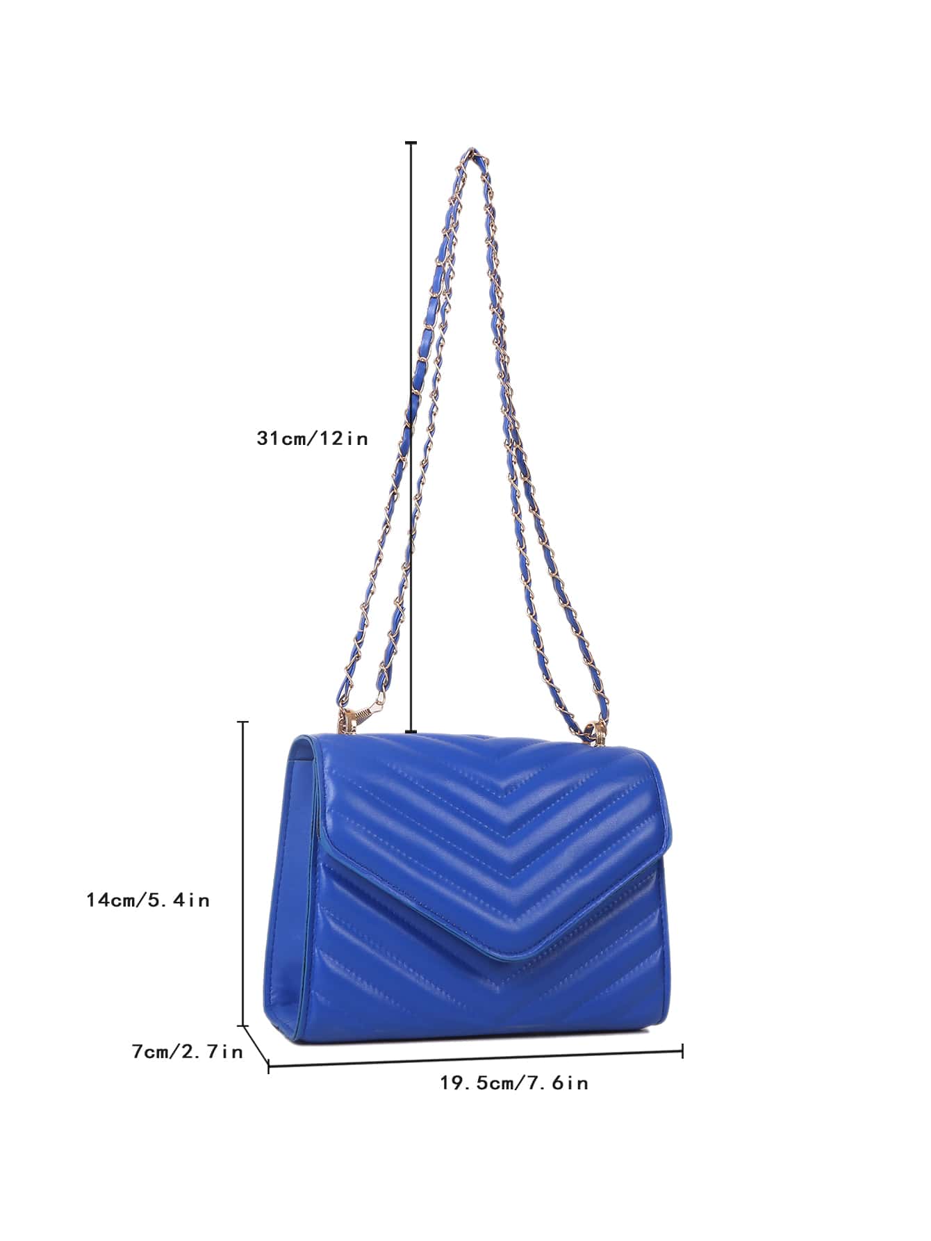 Square Bag with Chevron Snap Button