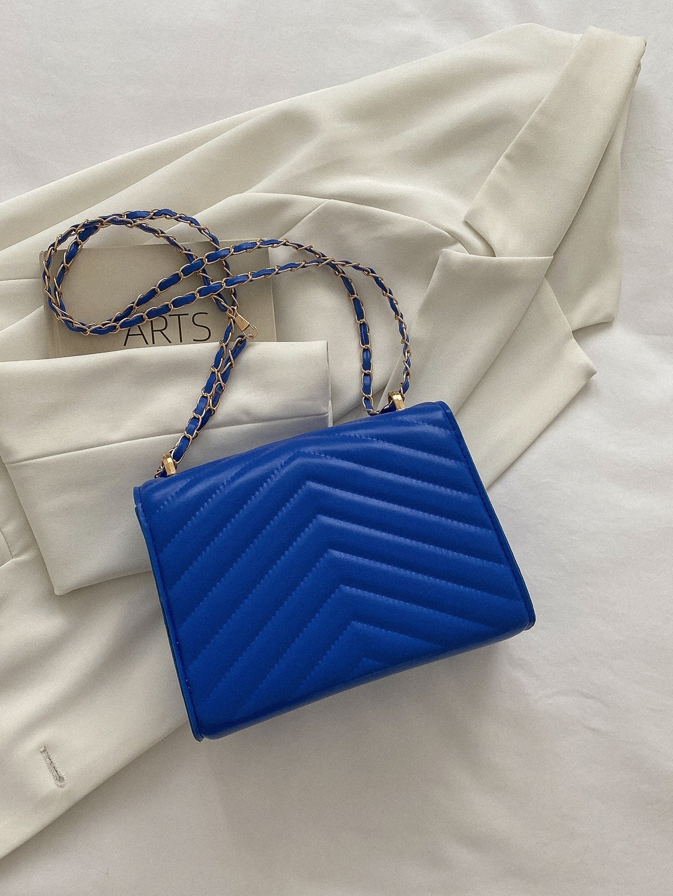 Square Bag with Chevron Snap Button