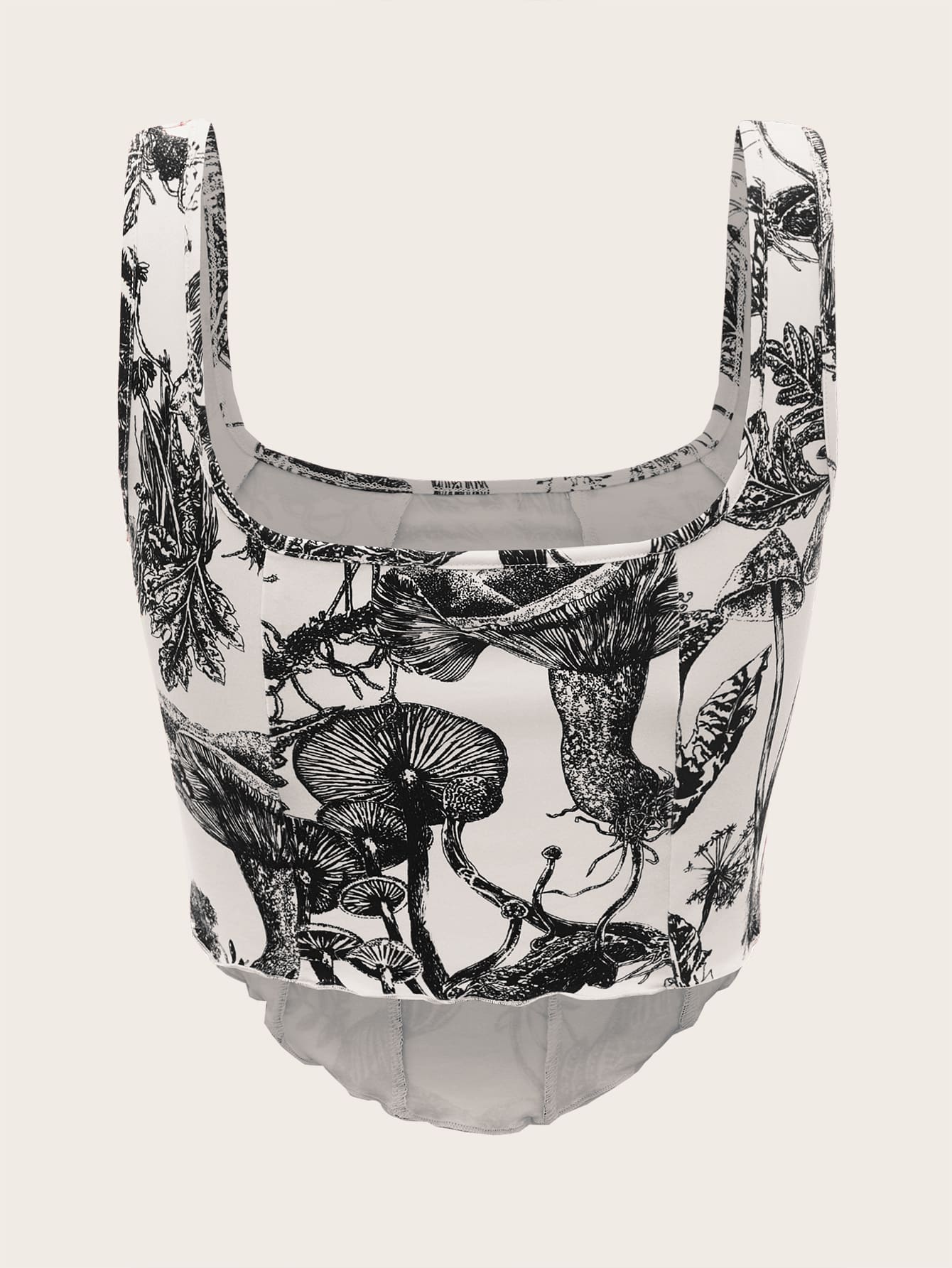 Tank Top mit Pflanze Muster, Wellensaum