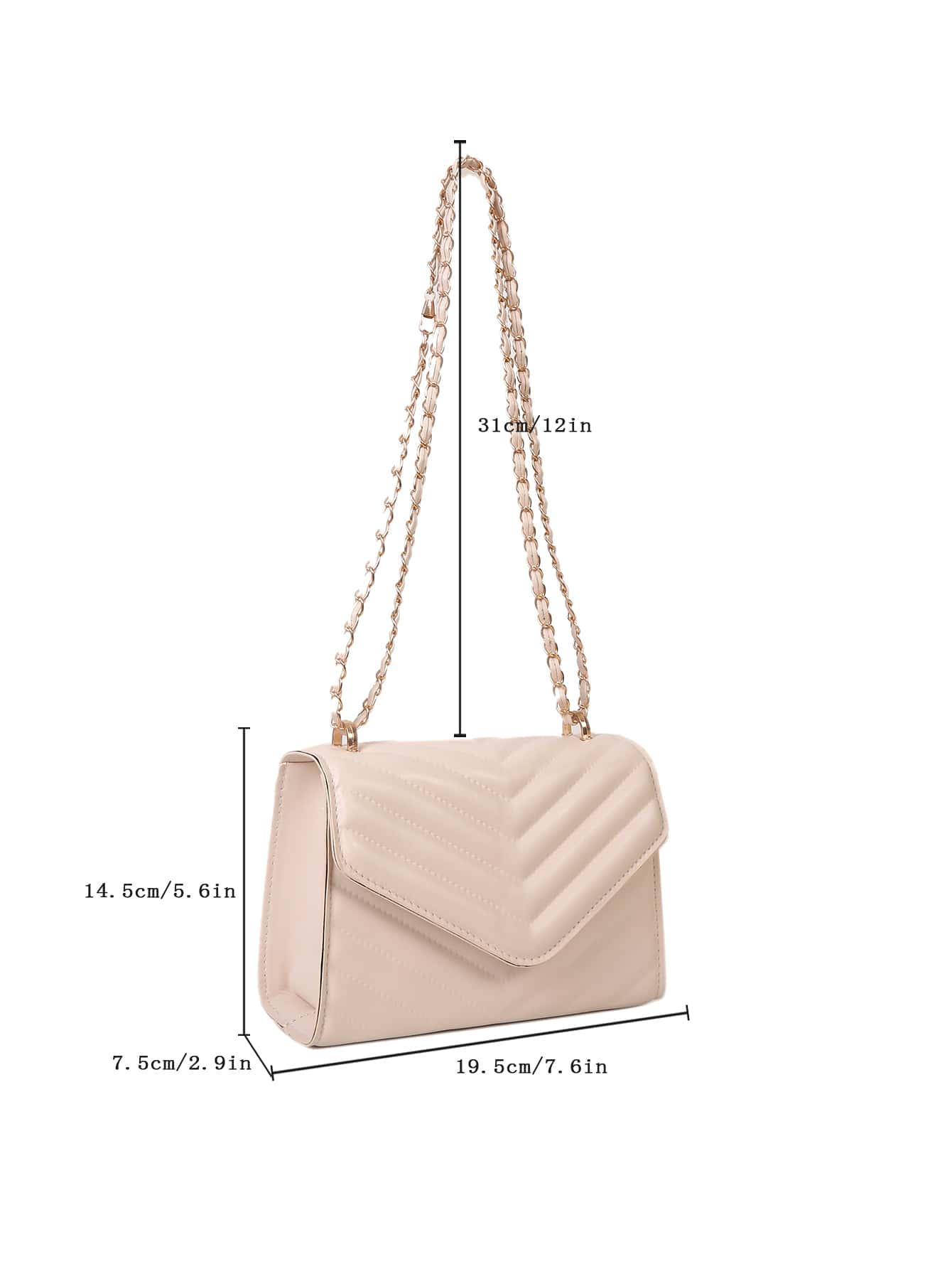 Square Bag with Chevron Snap Button