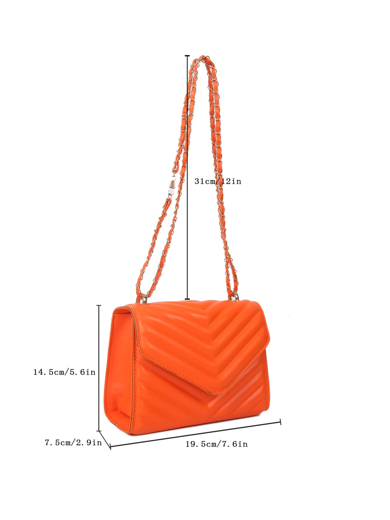 Square Bag with Chevron Snap Button