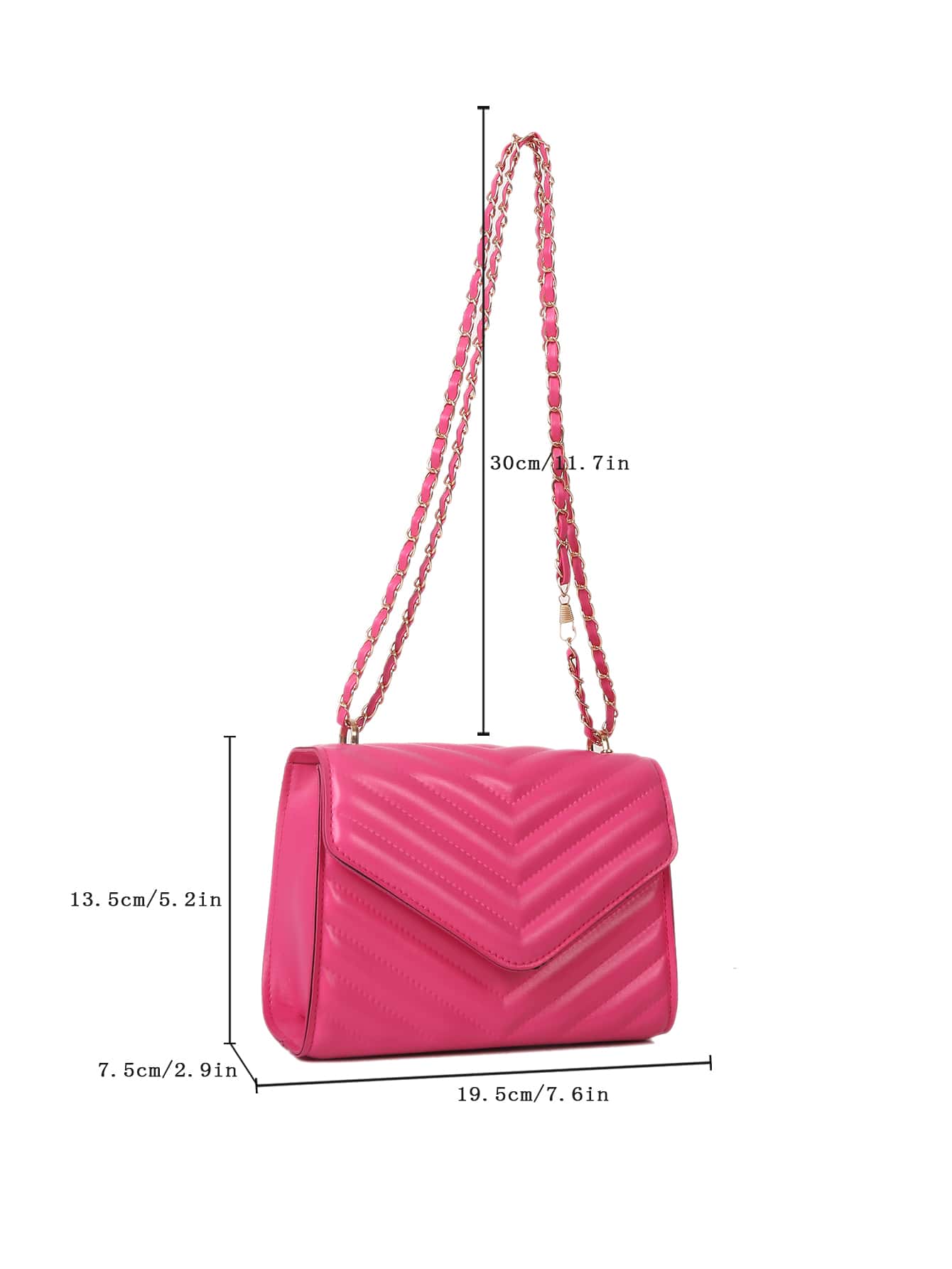 Square Bag with Chevron Snap Button