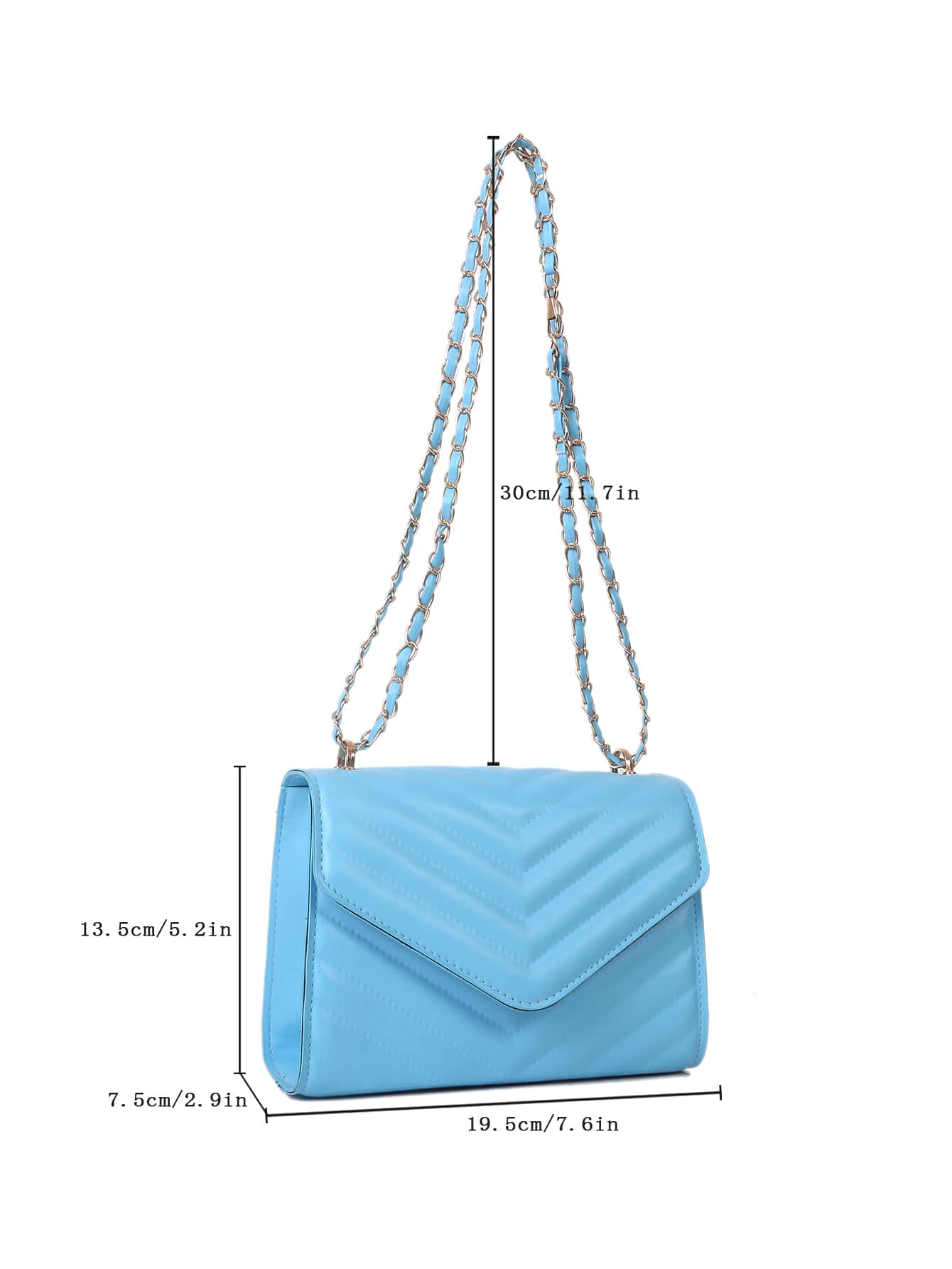 Square Bag with Chevron Snap Button