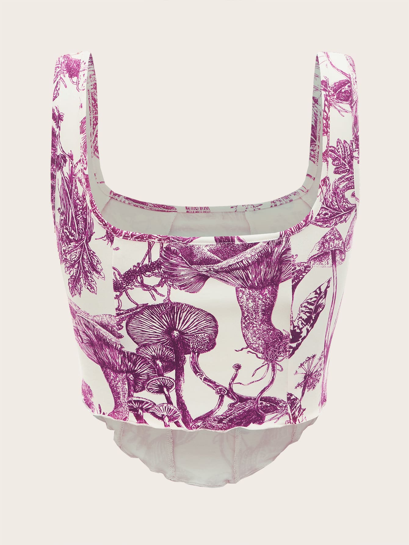 Tank Top mit Pflanze Muster, Wellensaum