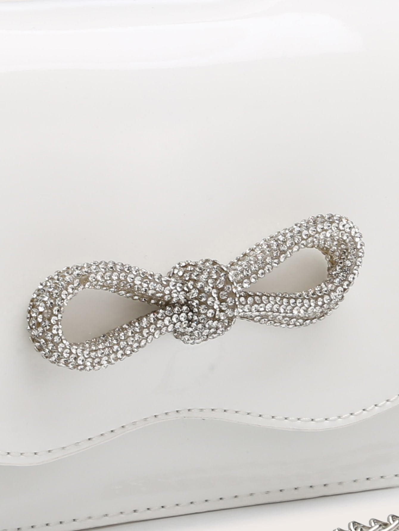 Square Bag with Mini Rhinestones and Bow Decor, PU Flap, for Daily Use