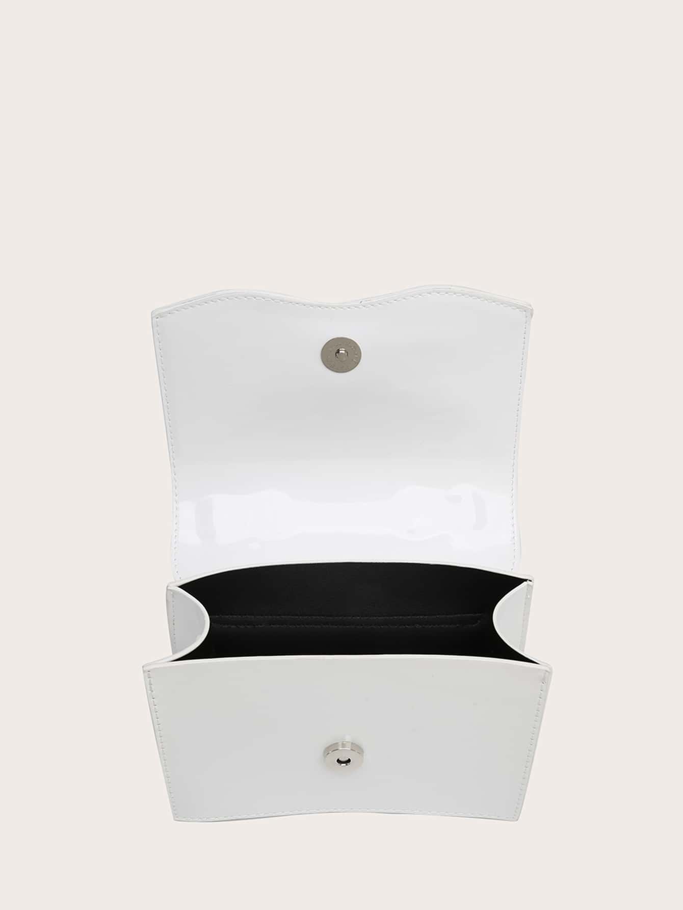 Square Bag with Mini Rhinestones and Bow Decor, PU Flap, for Daily Use