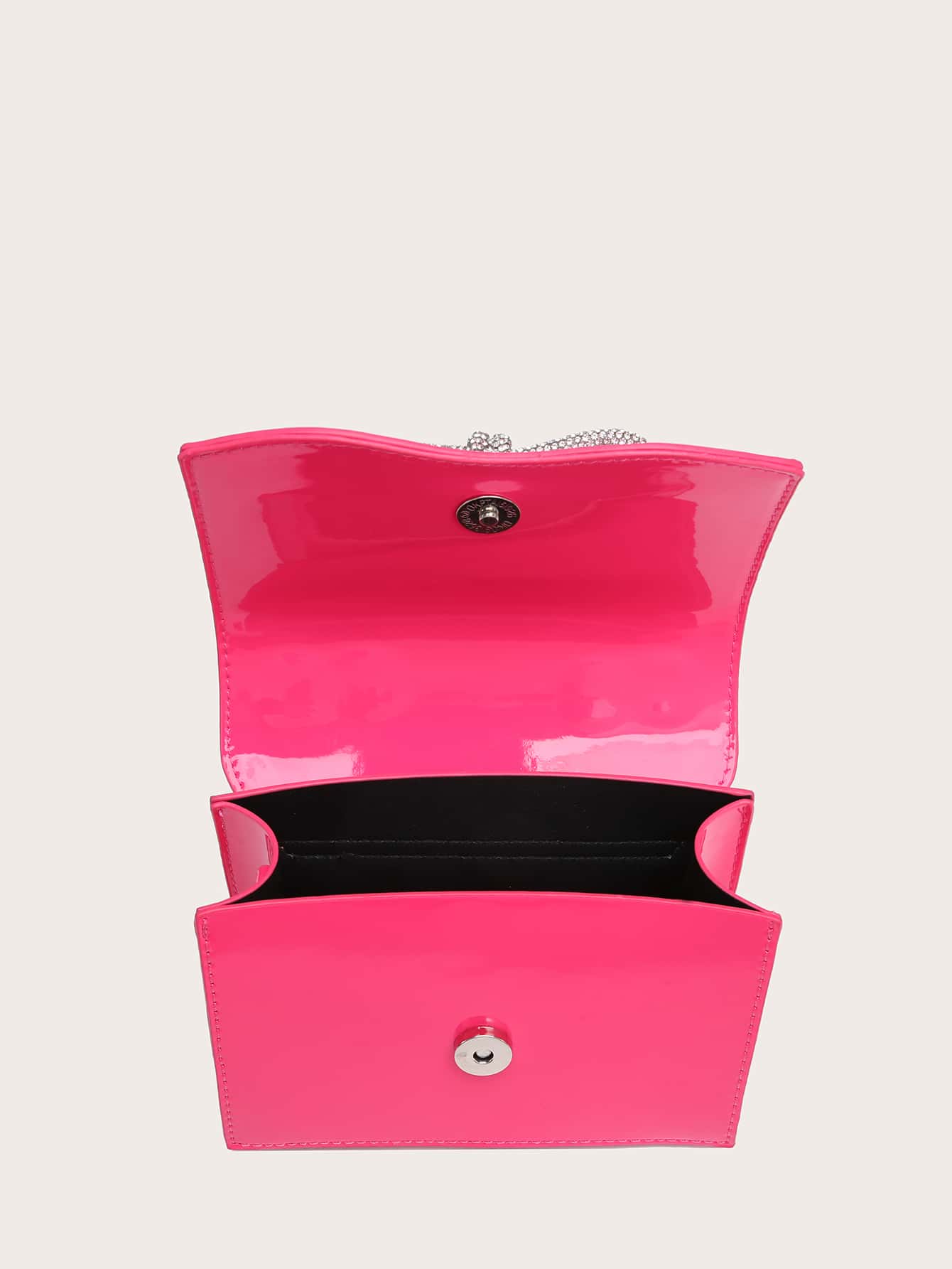 Square Bag with Mini Rhinestones and Bow Decor, PU Flap, for Daily Use