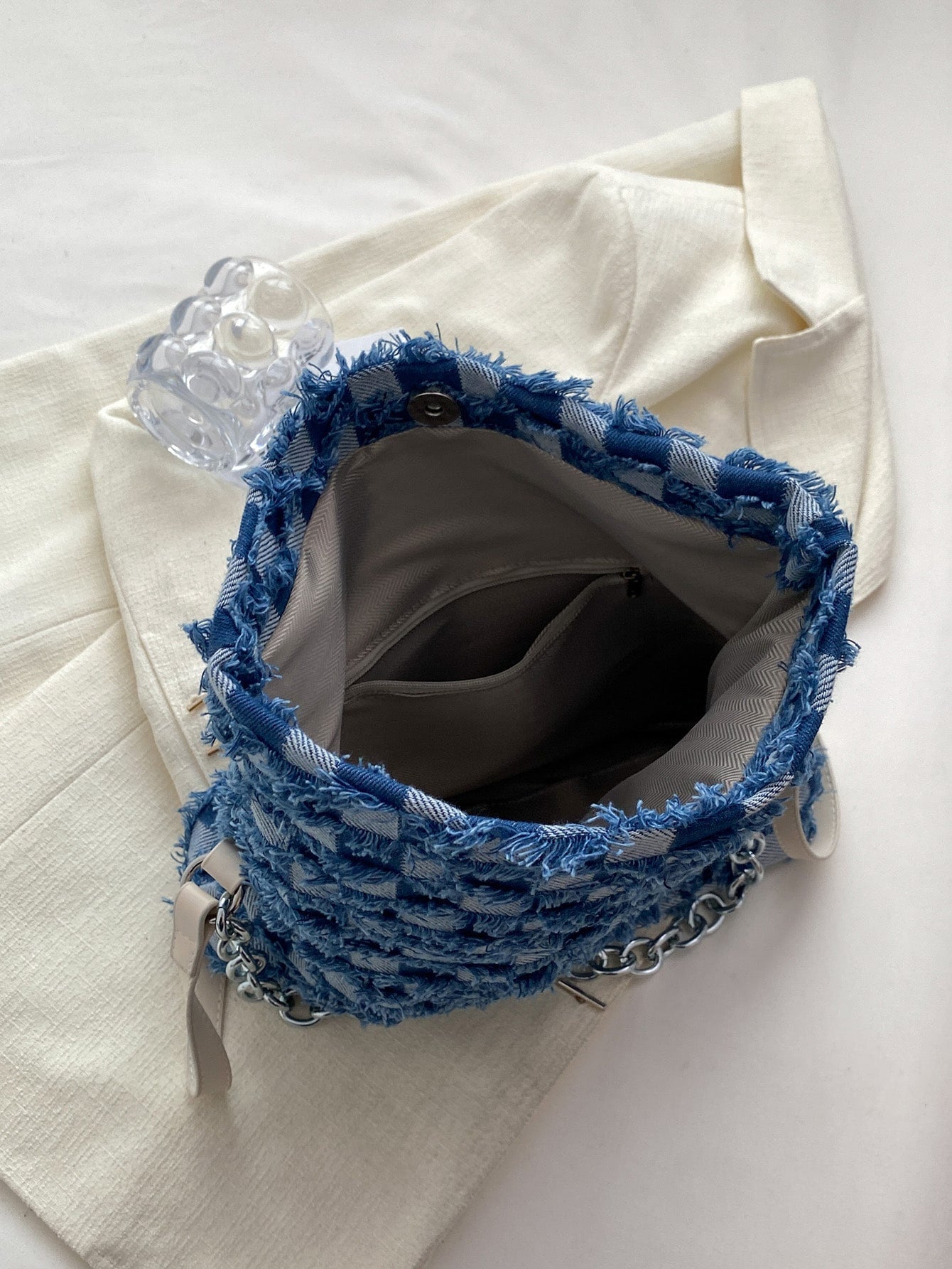 Square Bag with Check Pattern