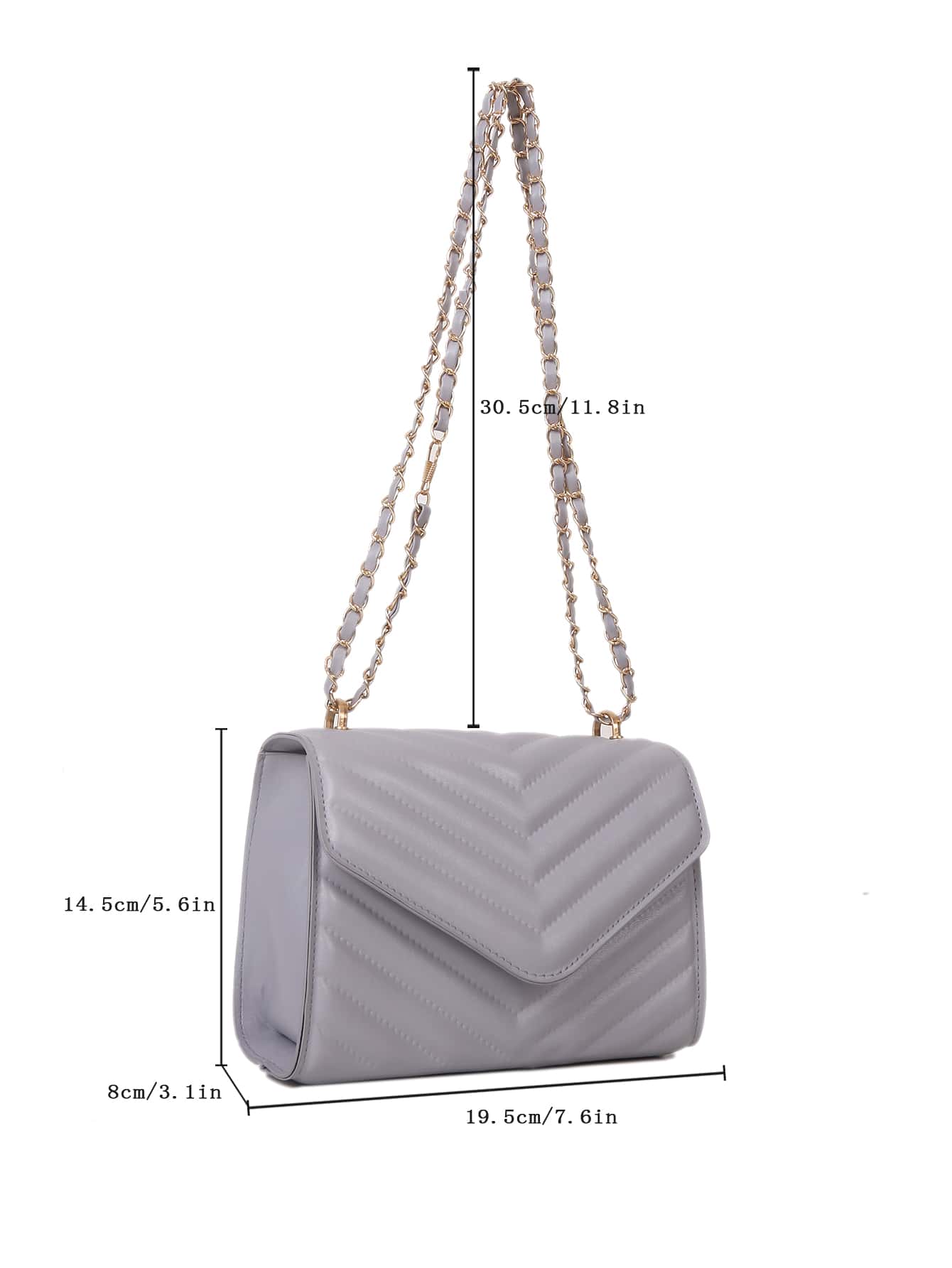 Square Bag with Chevron Snap Button