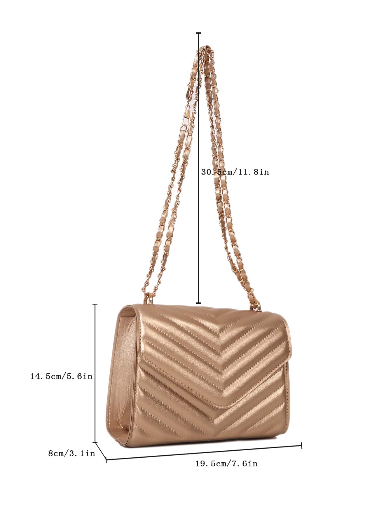 Square Bag with Chevron Snap Button