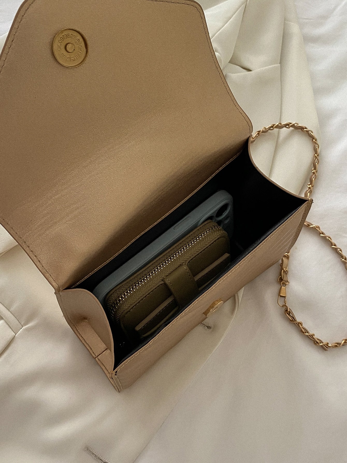 Square Bag with Chevron Snap Button