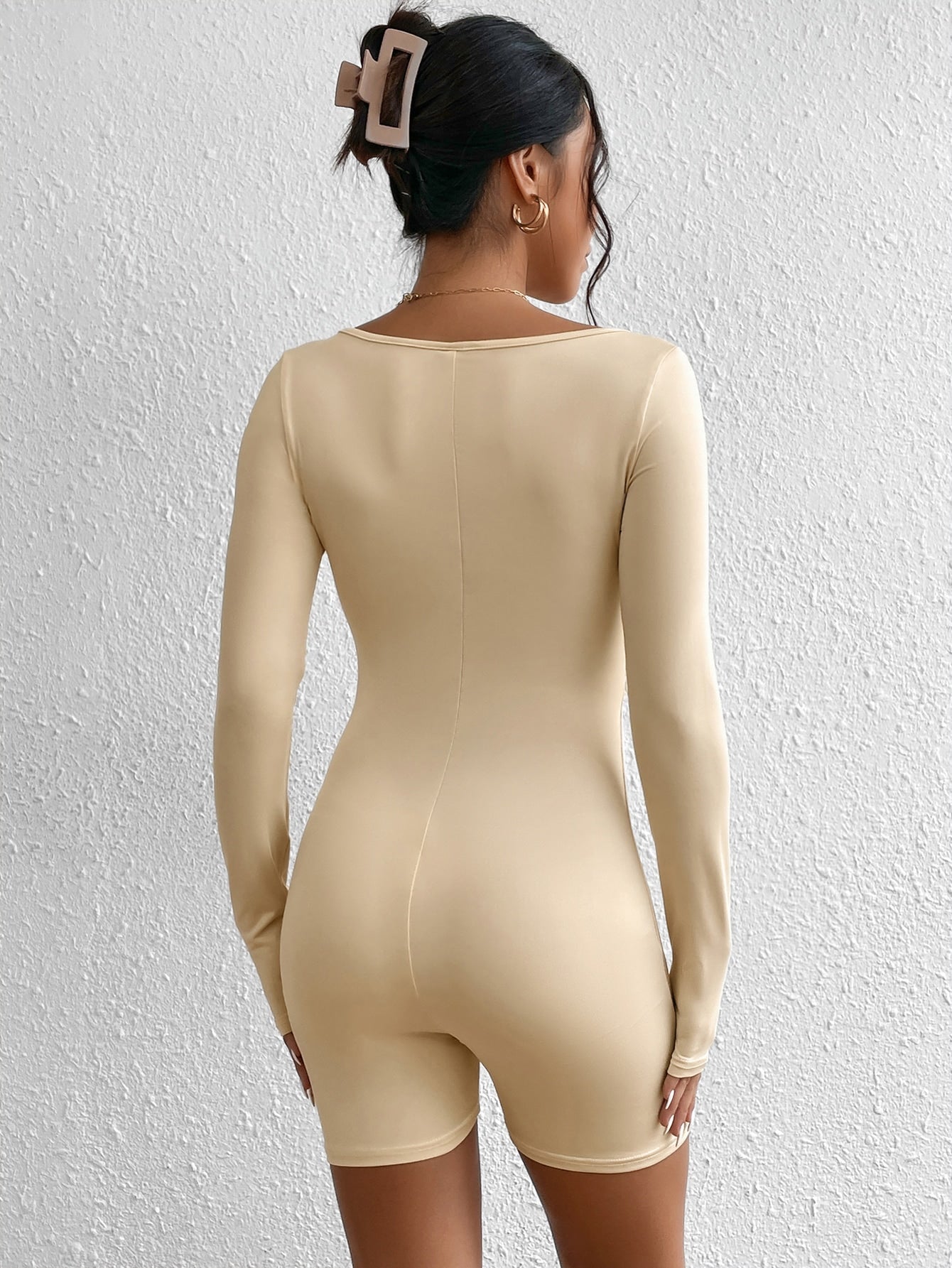 Unitard Romper with U-Neckline
