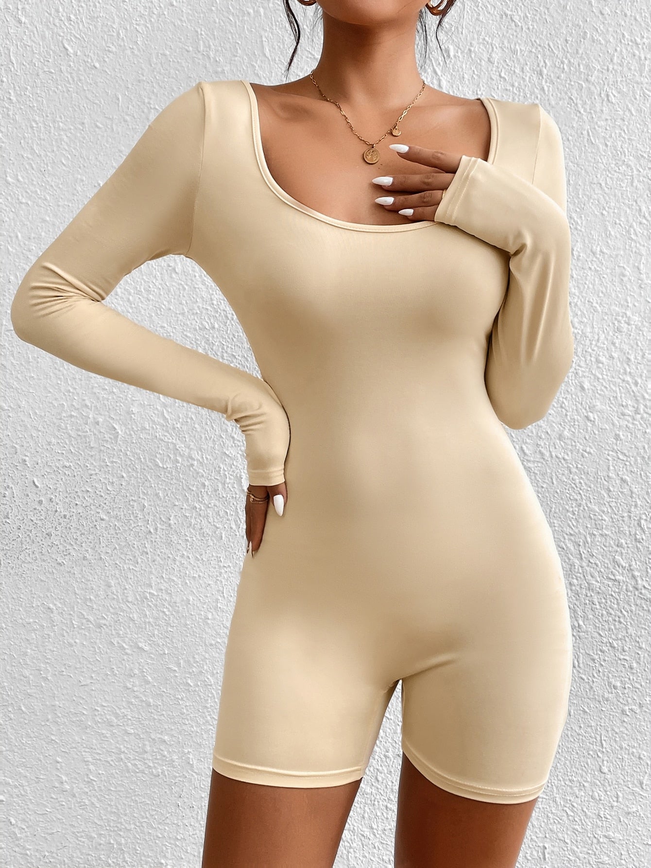 Unitard Romper with U-Neckline
