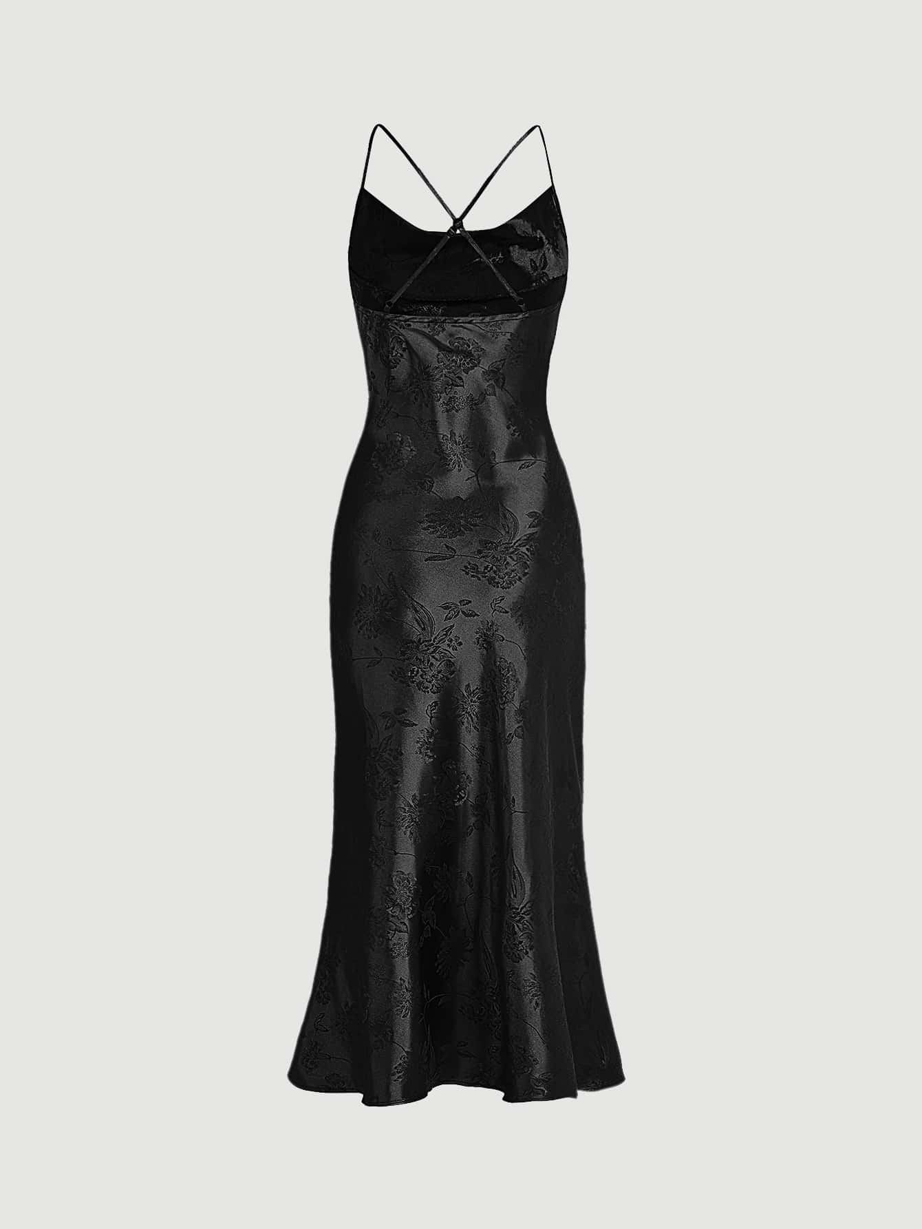 Belle Jacquard Satin Cami Kleid