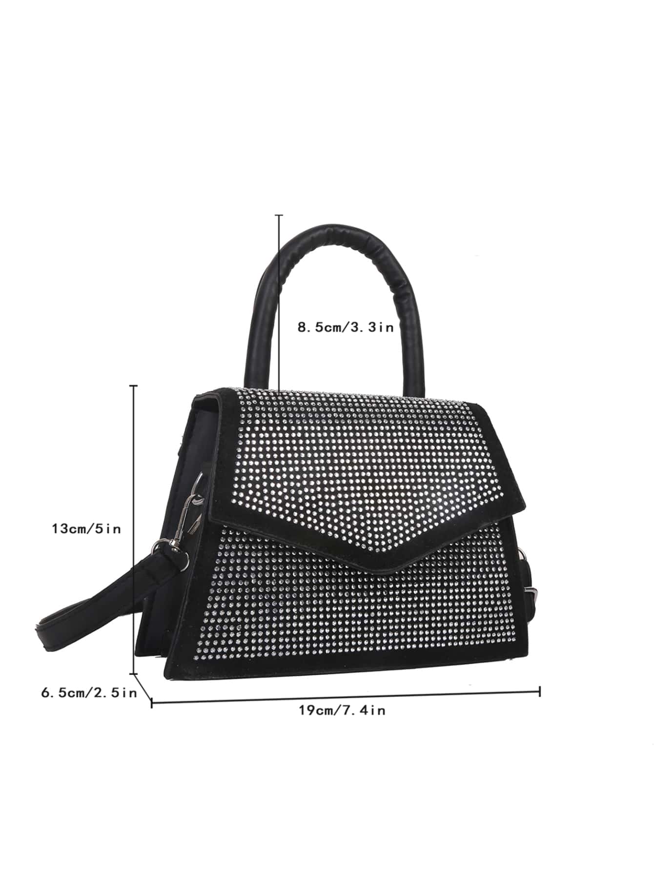 Square Bag with Mini Stud Decoration, Flap