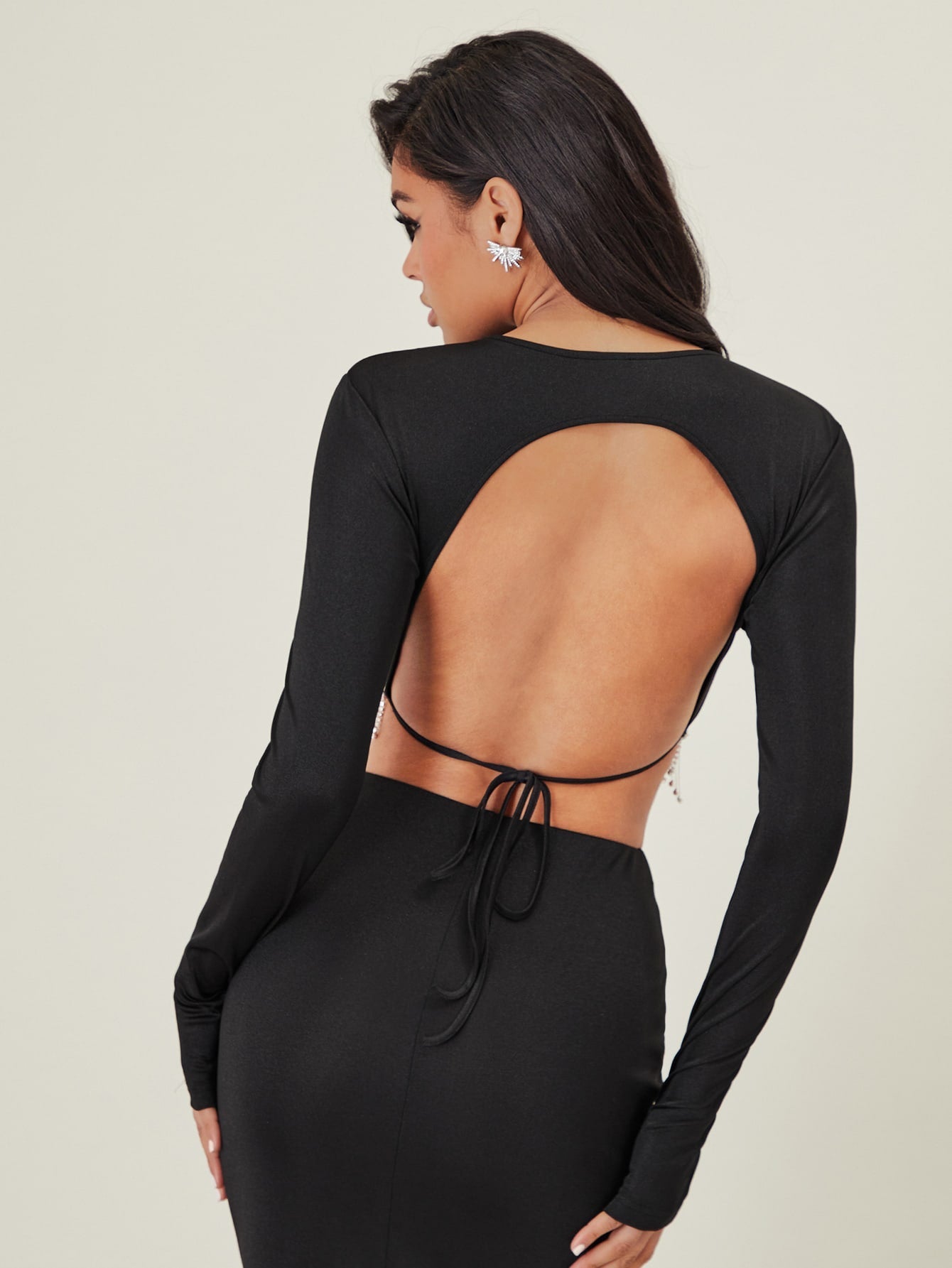 TRENDING Crop Top with Rhinestones, Fringes, Cross Strap on Back