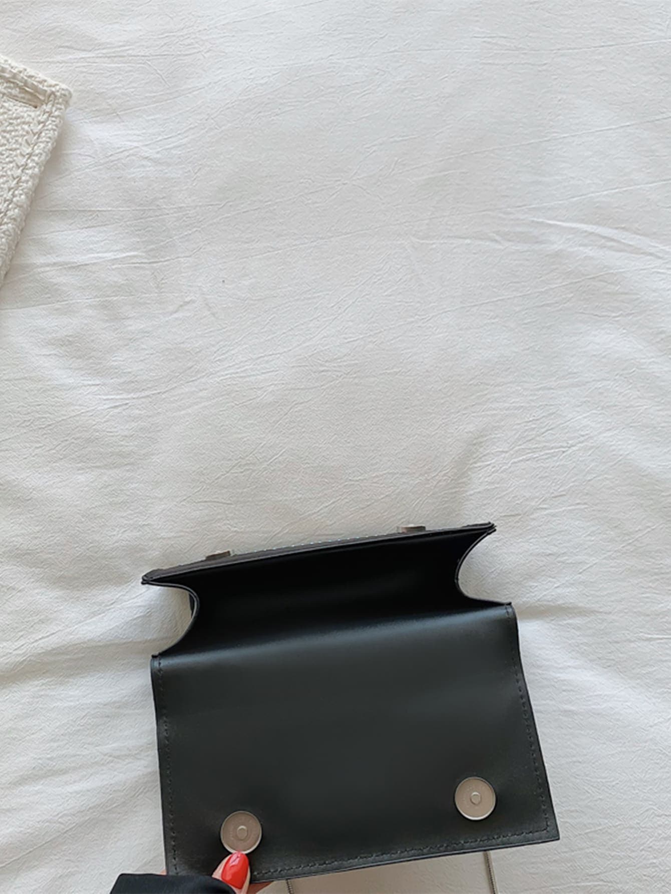 Square Bag with Mini Stud Decoration, Chain, Flap