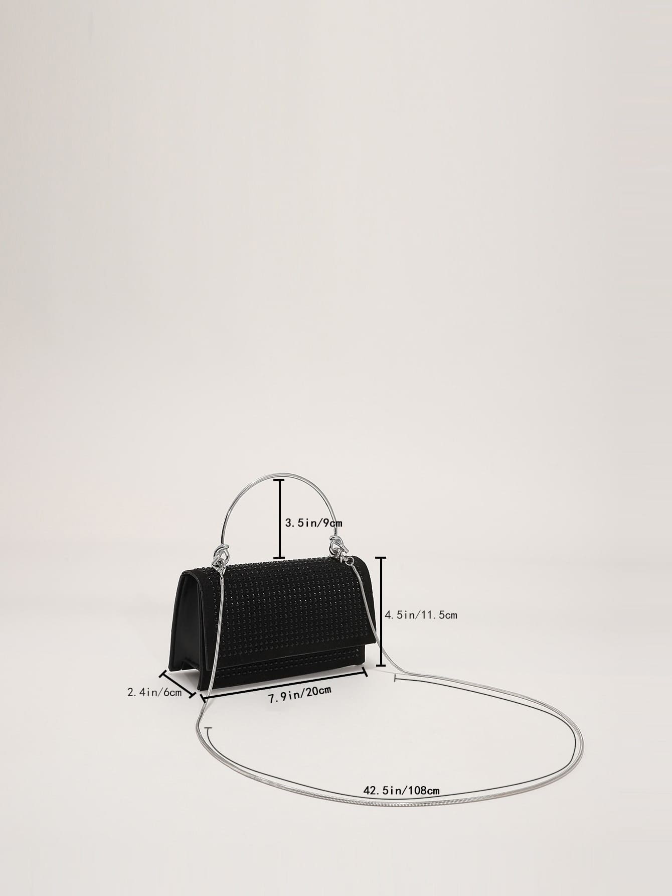 Square Bag with Mini Stud Decoration, Chain, Flap