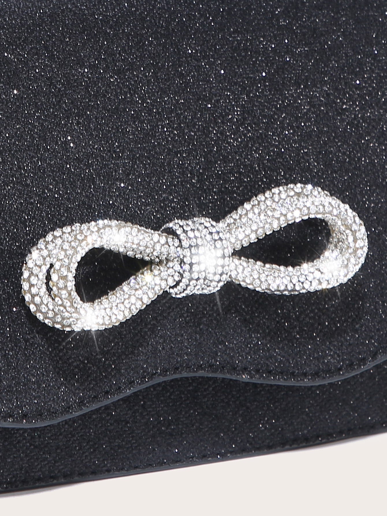 Square Bag with Mini Rhinestones and Bow Decor, PU Flap, for Daily Use