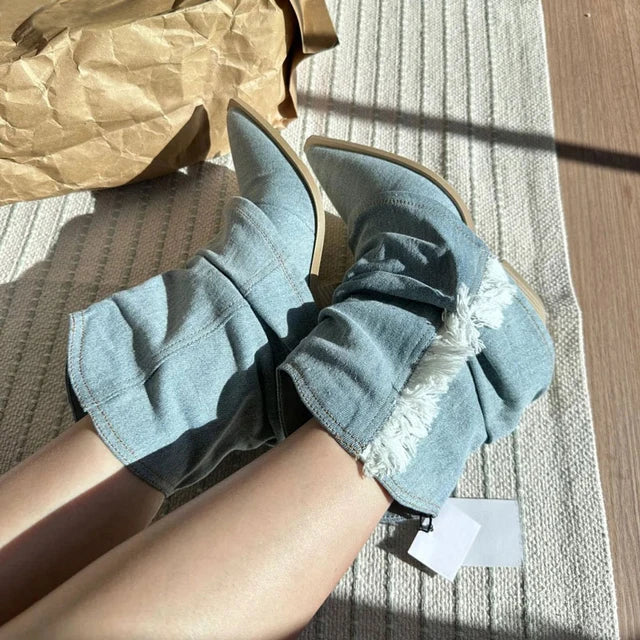 Annie™ - Thigh-High Boots Made of Denim (50% OFF)