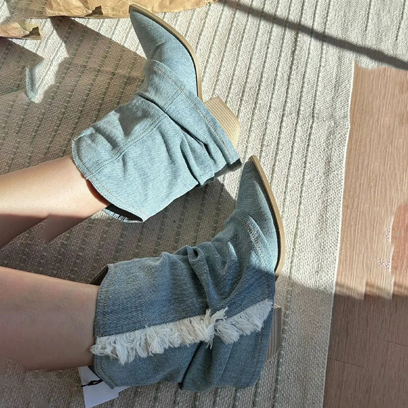 Annie™ - Thigh-High Boots Made of Denim (50% OFF)