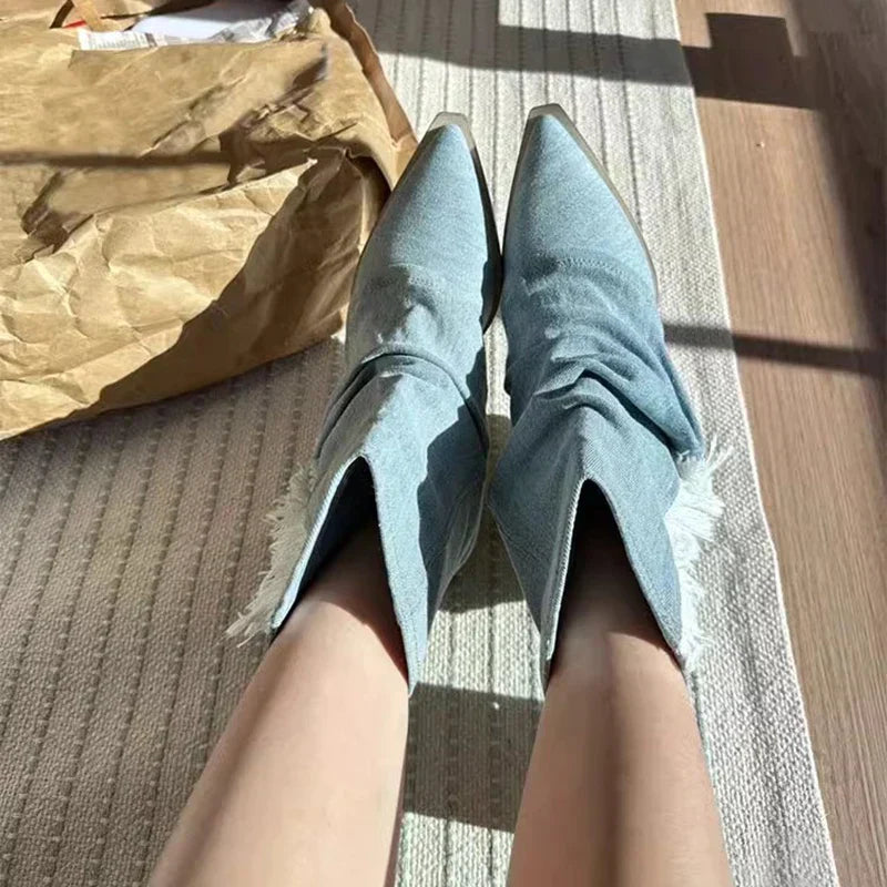 Annie™ - Thigh-High Boots Made of Denim (50% OFF)