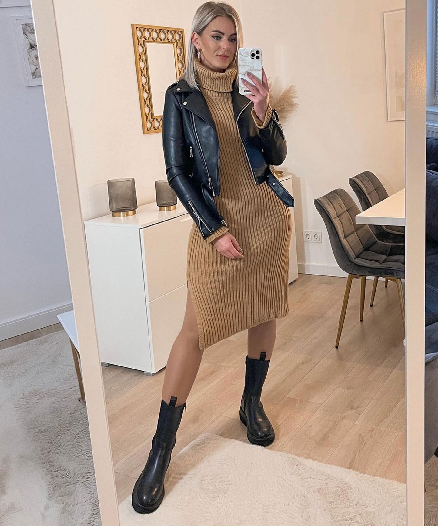 Rowan Camel Knit Dress