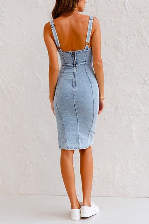 Brenda™ - Denim Wrap Hip Kleid (50% RABATT)