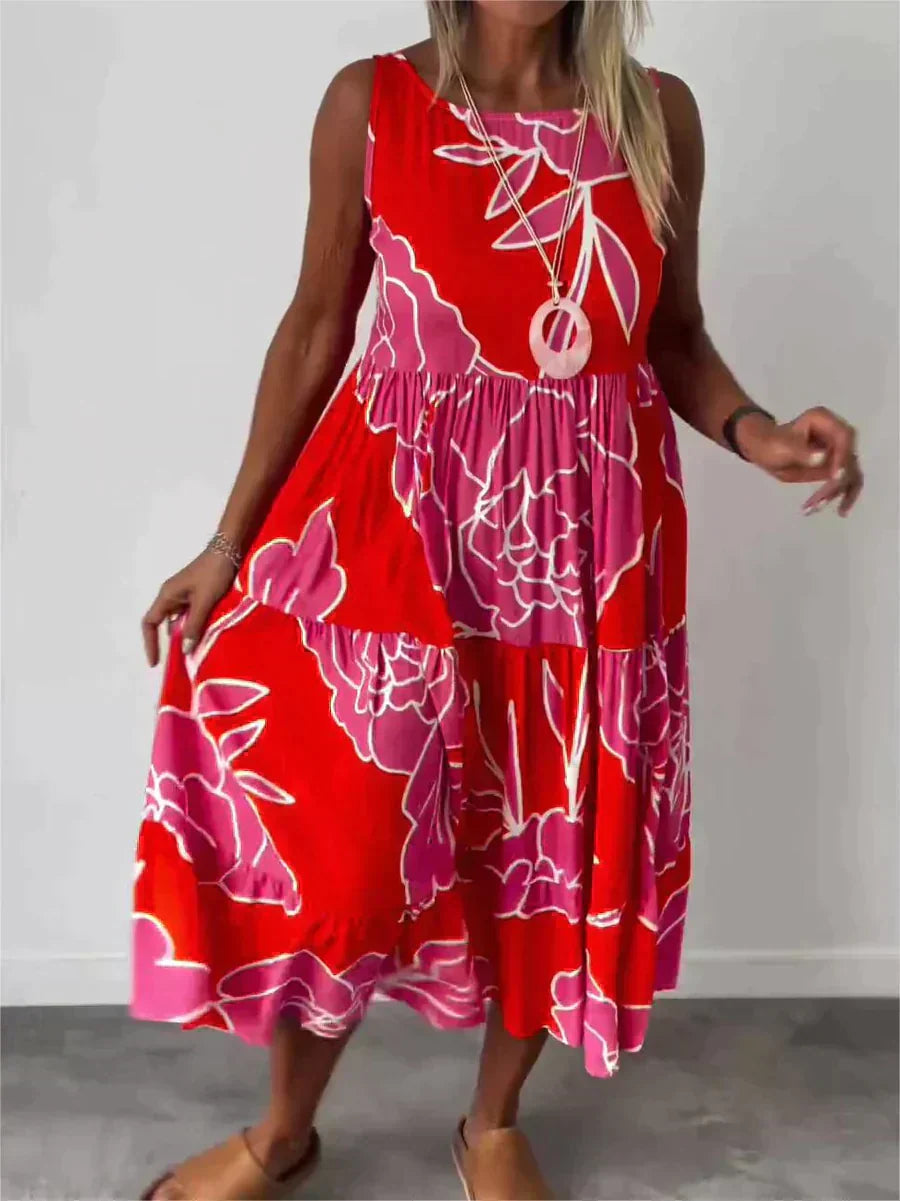 Leni™ - Lässiges Rundhals-Kleid Mit kurzen Ärmeln (50% RABATT)