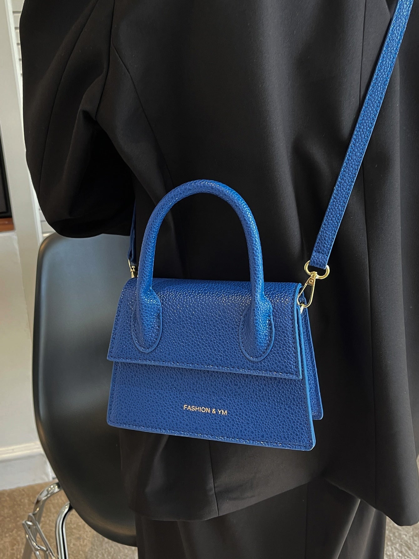 Square Bag with Pebble Embossing, Flap