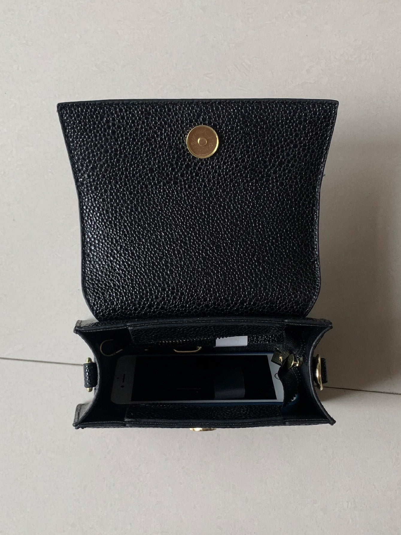 Square Bag with Pebble Embossing, Flap