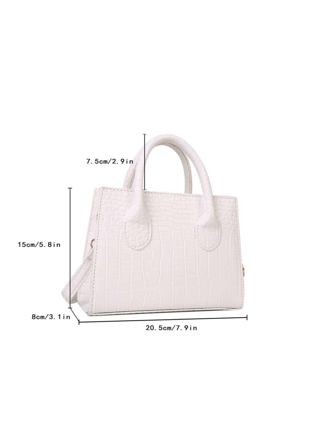 Square Bag with Crocodile Embossing, Double Handle