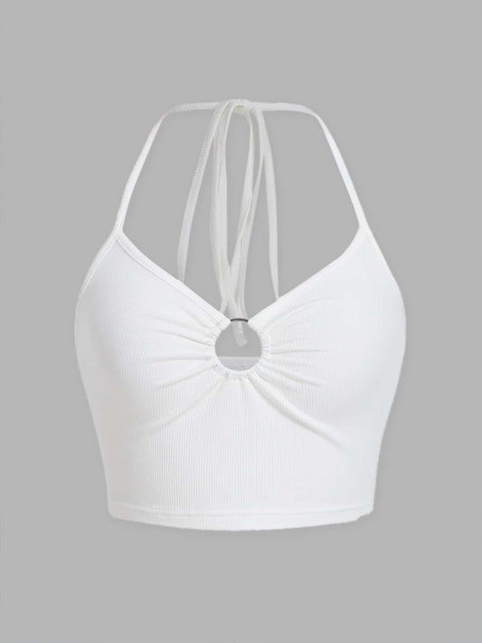 Ring-Back Tied Strappy Top with Crisscross Straps