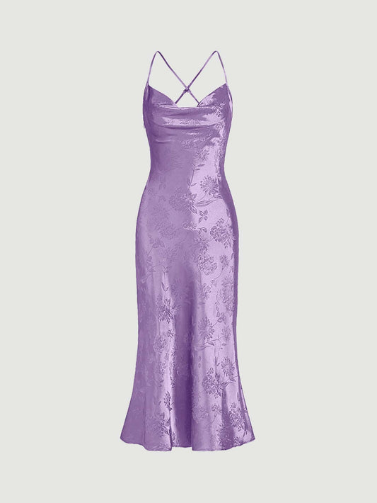 Belle Jacquard Satin Cami Kleid