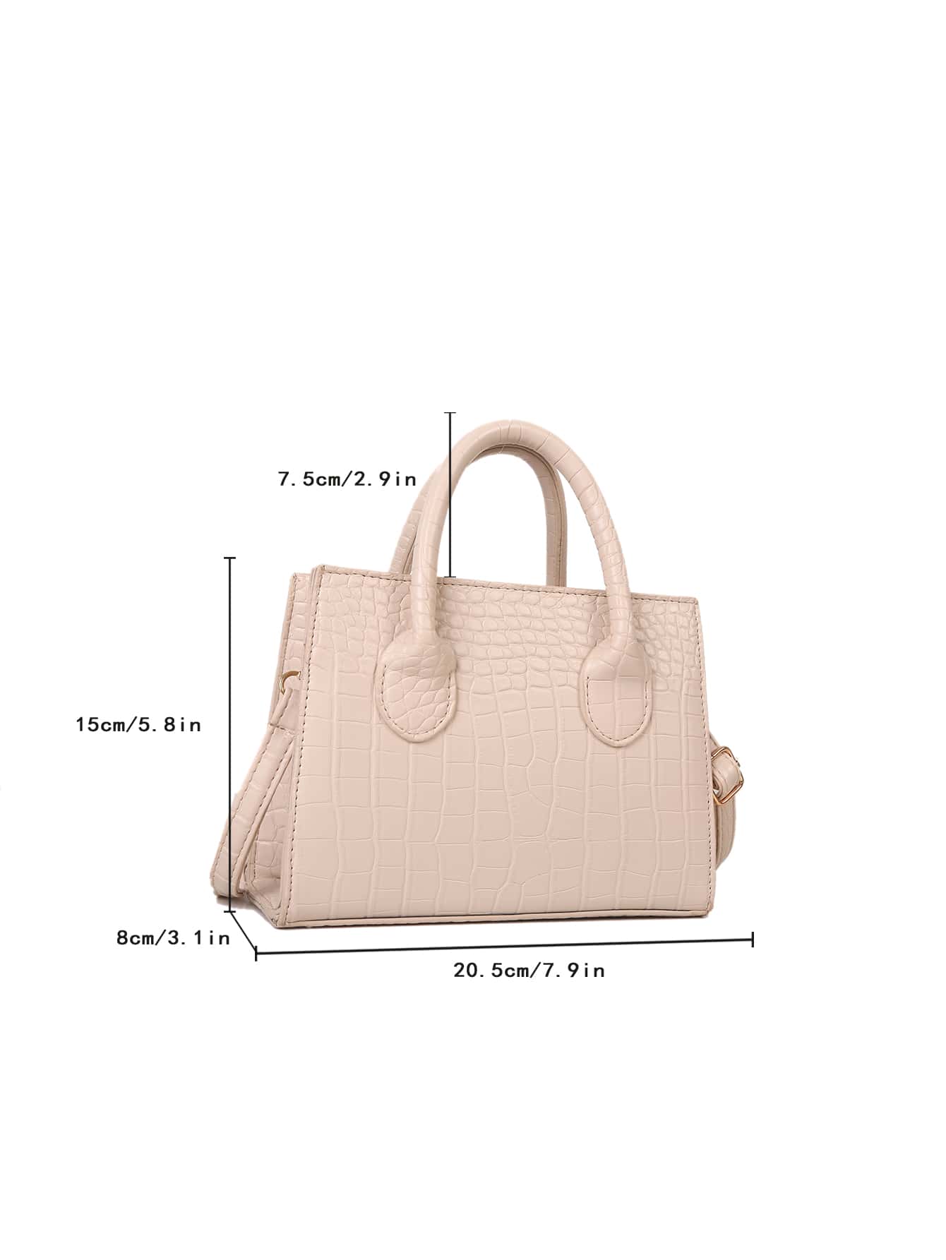 Square Bag with Crocodile Embossing, Double Handle