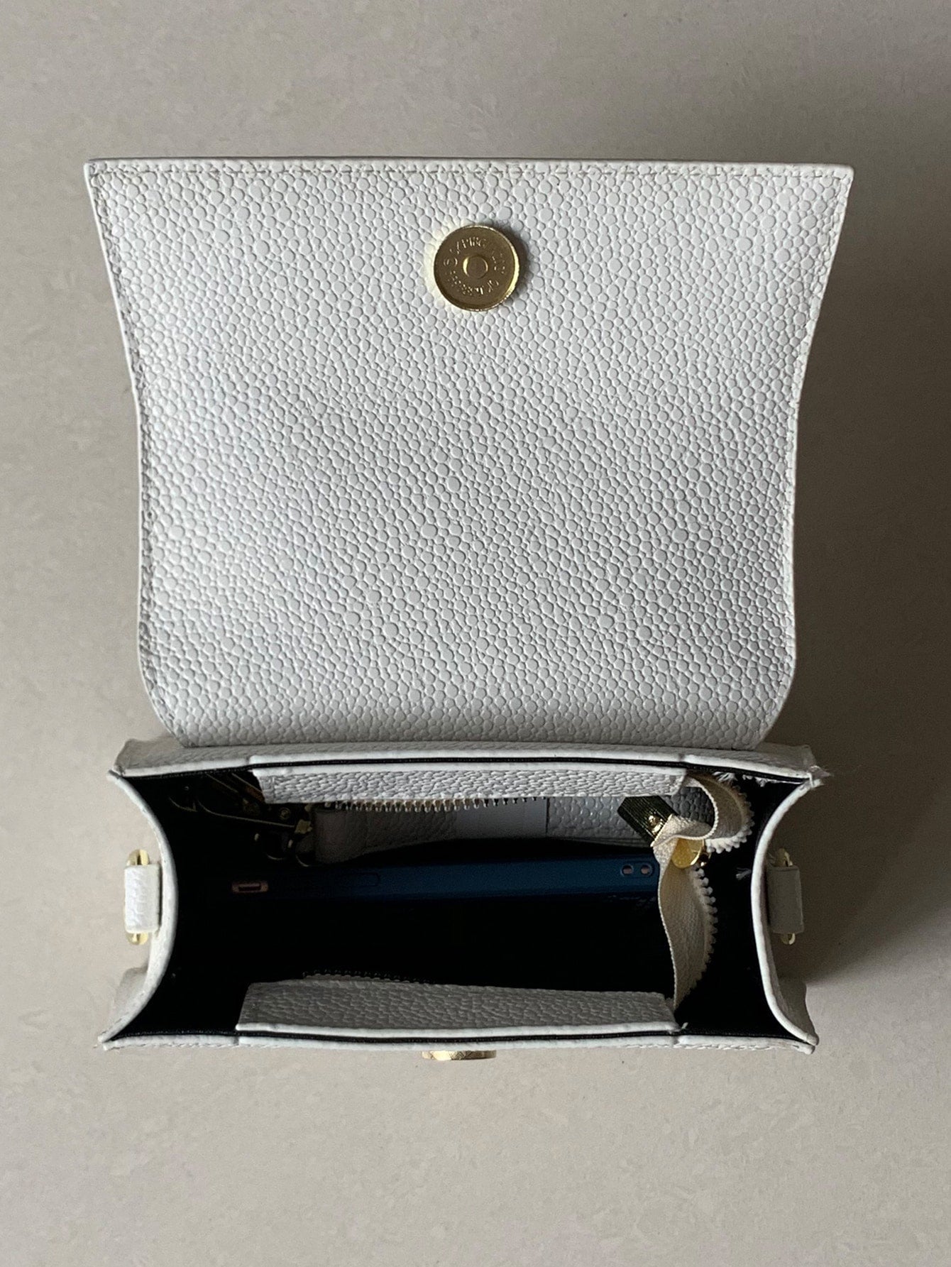 Square Bag with Pebble Embossing, Flap