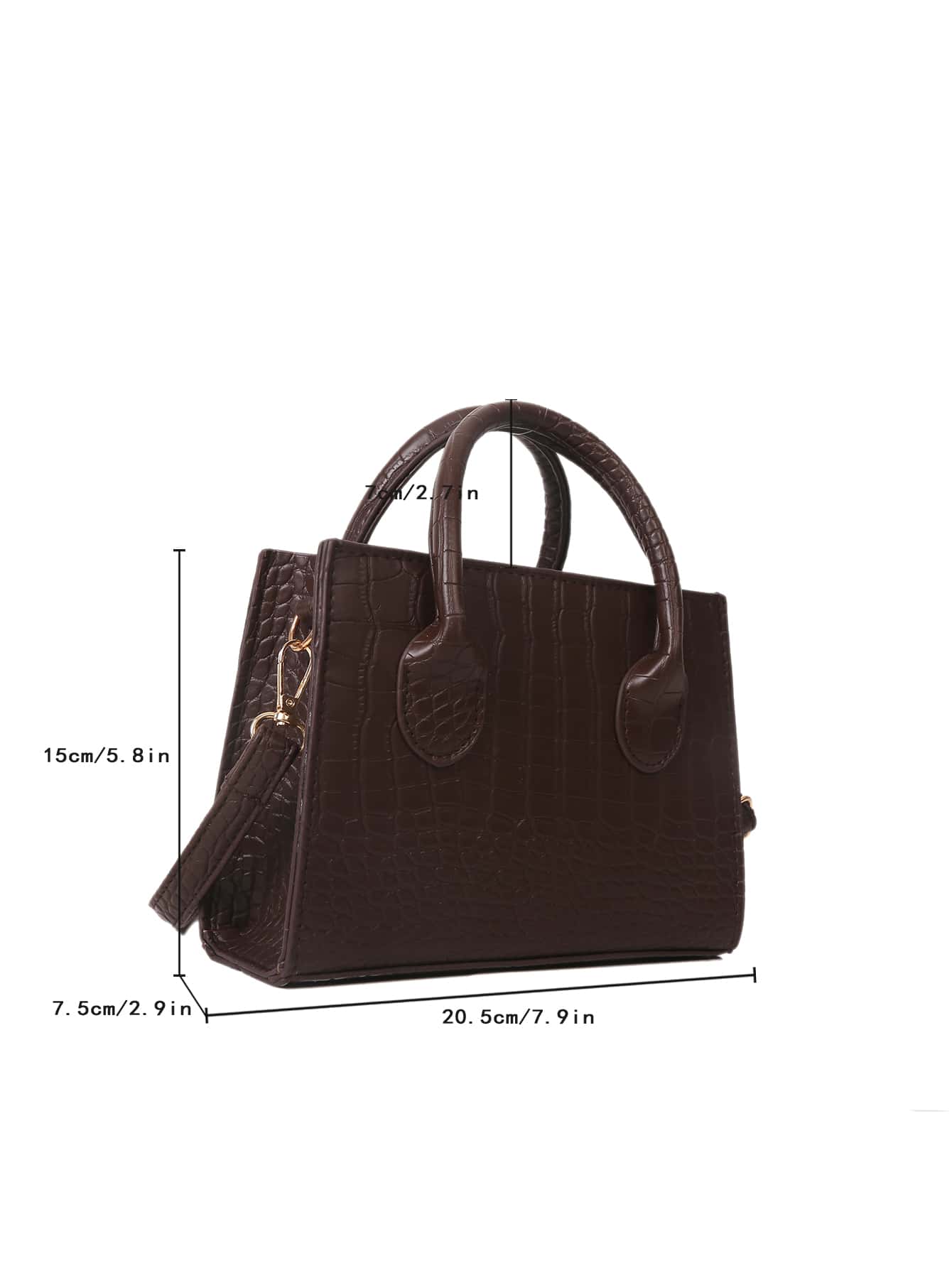 Square Bag with Crocodile Embossing, Double Handle