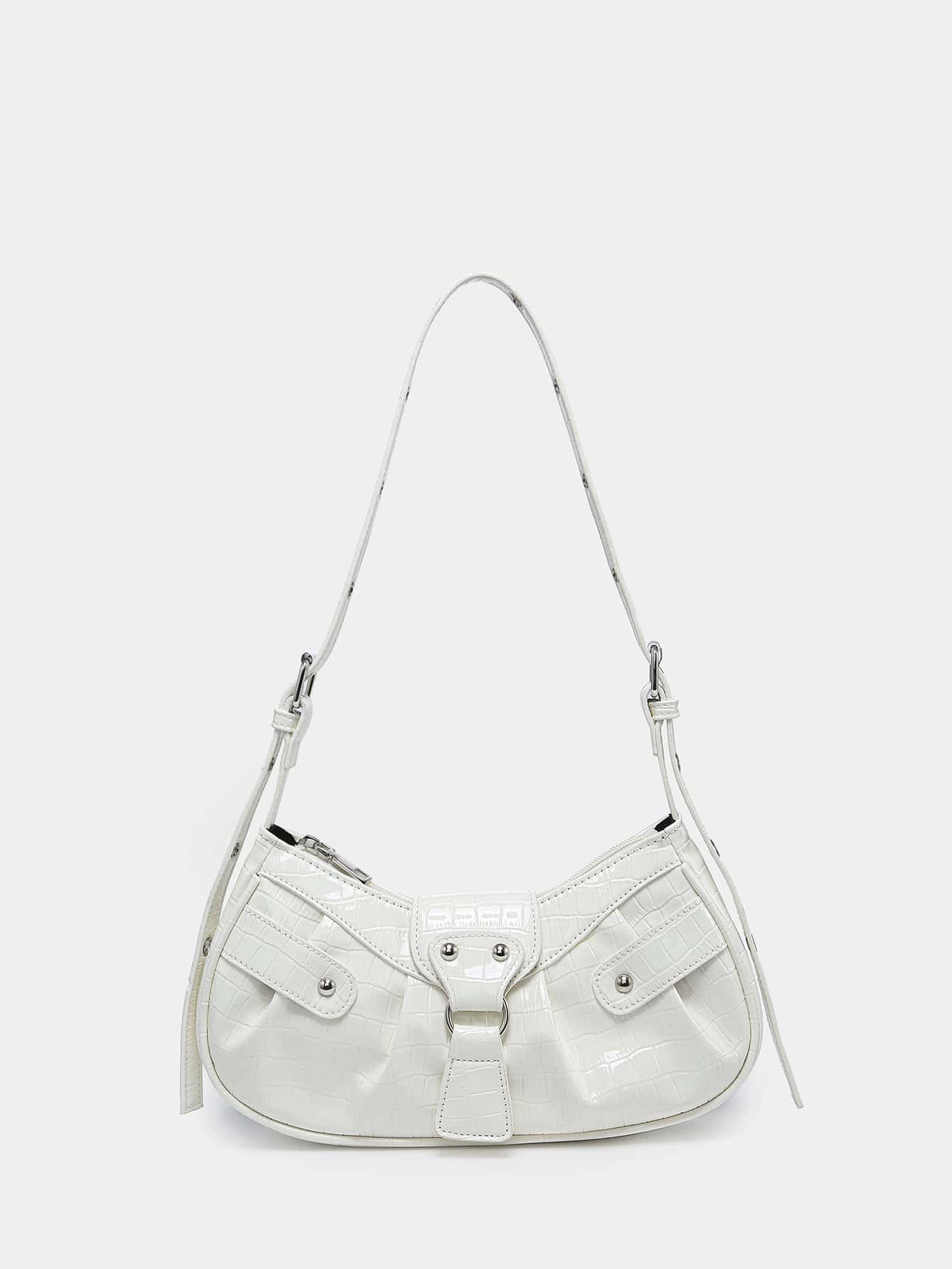 Gathered Bag with Stud Decor