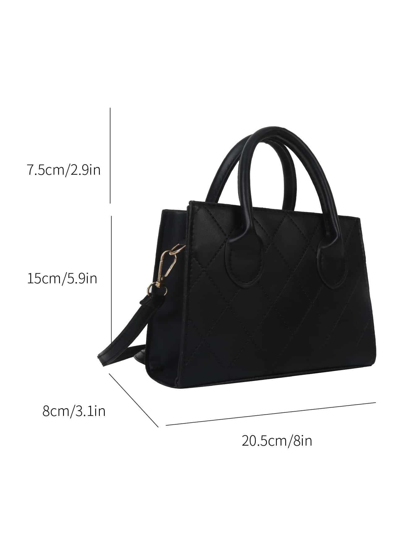 Square Bag with Crocodile Embossing, Double Handle