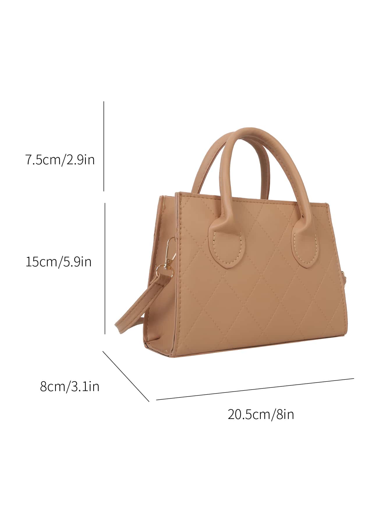 Square Bag with Crocodile Embossing, Double Handle