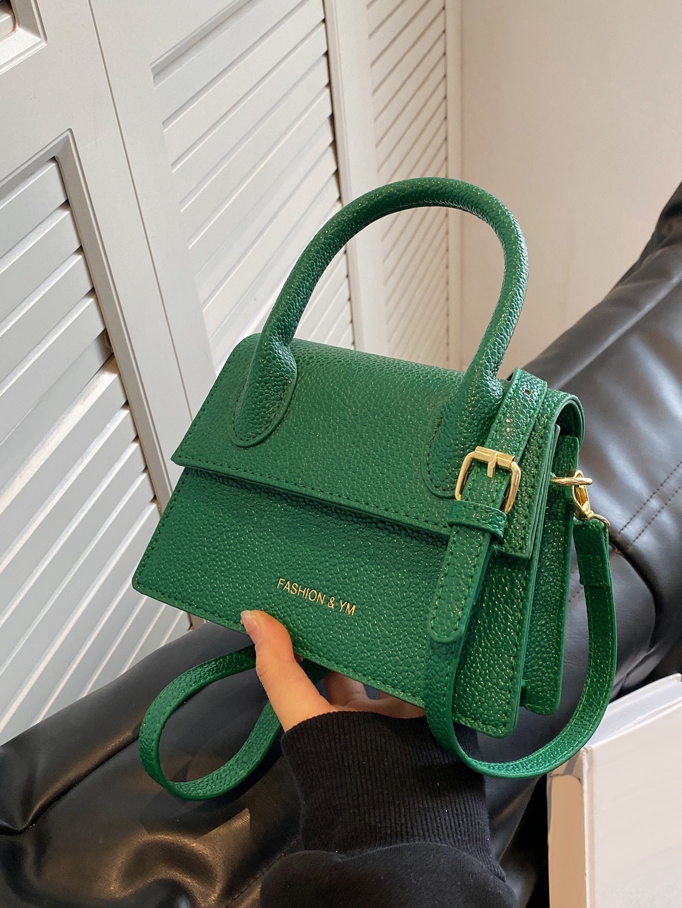 Square Bag with Pebble Embossing, Flap