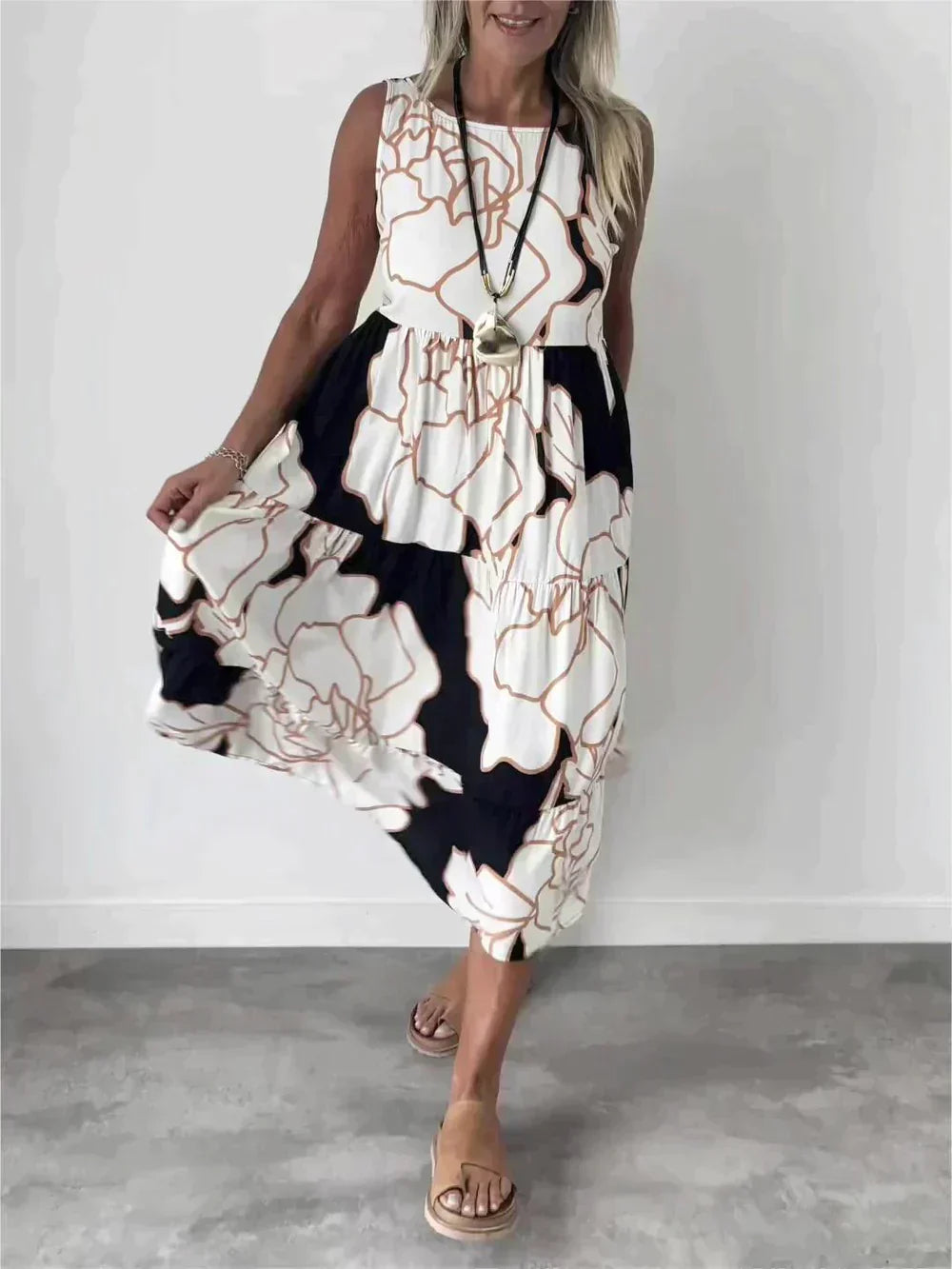 Leni™ - Lässiges Rundhals-Kleid Mit kurzen Ärmeln (50% RABATT)